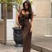 Slim-Fit Spaghetti Strap Bodycon Midi Dress, High Waist Backless Elegance For Women, Stretchy Satin-Like Fabric_ecoleips.com