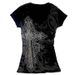 Gothic Print Rhinestone T-Shirt Women's Black Long Sleeve V Neck Slim Waist Gothic Top for Spring American Style_ecoleips.com