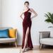 Verve 2025 New Women's Single Piece High-End Elegant Light Sequin Host Evening Dress Gown_ecoleips.com