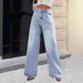 Women's High-Waisted Relaxed Straight Leg Jeans – Vintage Washed Denim Pants (XS-XXXL, Cotton-Polyester Blend, Casual & Trendy)_ecoleips.com