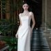 Satin Wedding High-End Strapless Light Luxury Simple Elegant Engagement Ceremony Reception Slimming Outdoor Travel Shoot_ecoleips.com