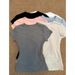 Front Shoulder Short Sleeve Women's Summer Slim Spice Girl Bottom Top Skinny Top Crew Neck Grey T-Shirt_ecoleips.com