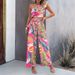 Women's Clothing Spring And Summer Temperament Contrast Color Short Sleeved Wide Leg Suit_ecoleips.com
