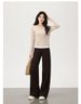 K Women's New High Waisted Straight Leg Pants With Plush And Thick Casual Wide Leg Pants_ecoleips.com