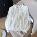Women's Clothing Sweet Ruffled Bow Shirt Blouse_ecoleips.com