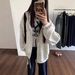 Trendy Chinese Brand Ice Cream Color Dot Hooded Sweatshirt For Women, Winter Loose-fitting College Style High-end Zip-up_ecoleips.com