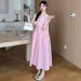 Summer New Korean Fashion Patchwork Maternity Vest Long Dress_ecoleips.com