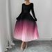 Women's Gradient Color Maxi Dress - Elegant Ombre Flowy Dress For Fall (Breathable Fabric, Comfortable Fit, Versatile Occasion Wear)_ecoleips.com