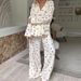 Autumn New European And American Heart Print Cotton Sleeve Long Pants Pajama Set Wholesale Home Wear For Women_ecoleips.com