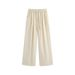 Suitable For All Seasons Apricot Linen Wide-Leg For Women, Summer High-Waisted Relaxed Fit Casual With Draping Effect, Extended Cotton-Linen_ecoleips.com