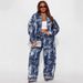 New Women's Rock Pattern Jacquard Denim Jacket And Trousers Set American Clothing_ecoleips.com