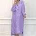 Women's Elegant Solid Color Long Dress Spring Autumn Simple Button Pocket Design Regular Fit_ecoleips.com