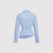 European American Women's Clothing: Blue White Striped Asymmetrical Long-sleeve Shirt With Unique Twisted Design,_ecoleips.com