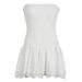 Women's Sweet Sexy White Jacquard Strapless Belted Hollow Out Tiered Mini Dress – Summer Party Gown 2026_ecoleips.com