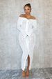 Hot-Selling European And American Fashion Elegant Off-Shoulder Sexy Bodycon With Wave Pattern Long Sleeve Dress_ecoleips.com
