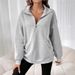 Women's Clothing Fashion Zipper Lapel Solid Color Casual Women's Sweatshirt_ecoleips.com
