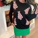 3D Christmas Tree Sweatshirt – Glitter Embroidery Long Sleeve (XS/S/M/L, Black)_ecoleips.com