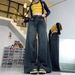 Plus-size American Retro Jeans Women, Autumn High-waisted Straight Pear-shaped Body, Slimming Wide-leg Long Pants For_ecoleips.com