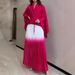 Women's Clothing Modest Abaya Dress Pleated Irregular Abaya Tie Front Top With Gradient Skirt Two Piece Set For Women Europe America And Africa_ecoleips.com