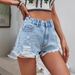 Women's Distressed Denim Shorts – High-Quality Cotton Blend, Hand-Ripped Details, Streetwear Staple (XS-XL, Mid-Rise, Blue & Grey Washes)_ecoleips.com