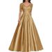 Elegant V-Neck Lace Evening Dress – Long A-Line Gown With Cap Sleeves For Parties & Hosting (XS-3XL, 5 Colors)_ecoleips.com