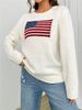 Women's Clothing New Loose Round Neck Flag Pattern Simple Versatile Knitted Sweater_ecoleips.com
