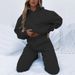 Women's Urban Leisure Long Sleeve Sweater Suit Solid Color Hooded Pullover Trousers Set European And American Style Spring Autumn_ecoleips.com