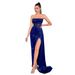 Women's Clothing Dress Women's Summer High End Long Skirt Velvet Tube Top Sexy Party Evening Dress_ecoleips.com