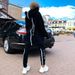 Women's Suit Long Zipper Front Back Letter Print Loose Long Sweatshirt Trousers Set_ecoleips.com