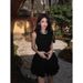 Stunning Sexy Waist-Cinching Women's Summer French Style Elegant Little Black Birthday Party Short Dress_ecoleips.com