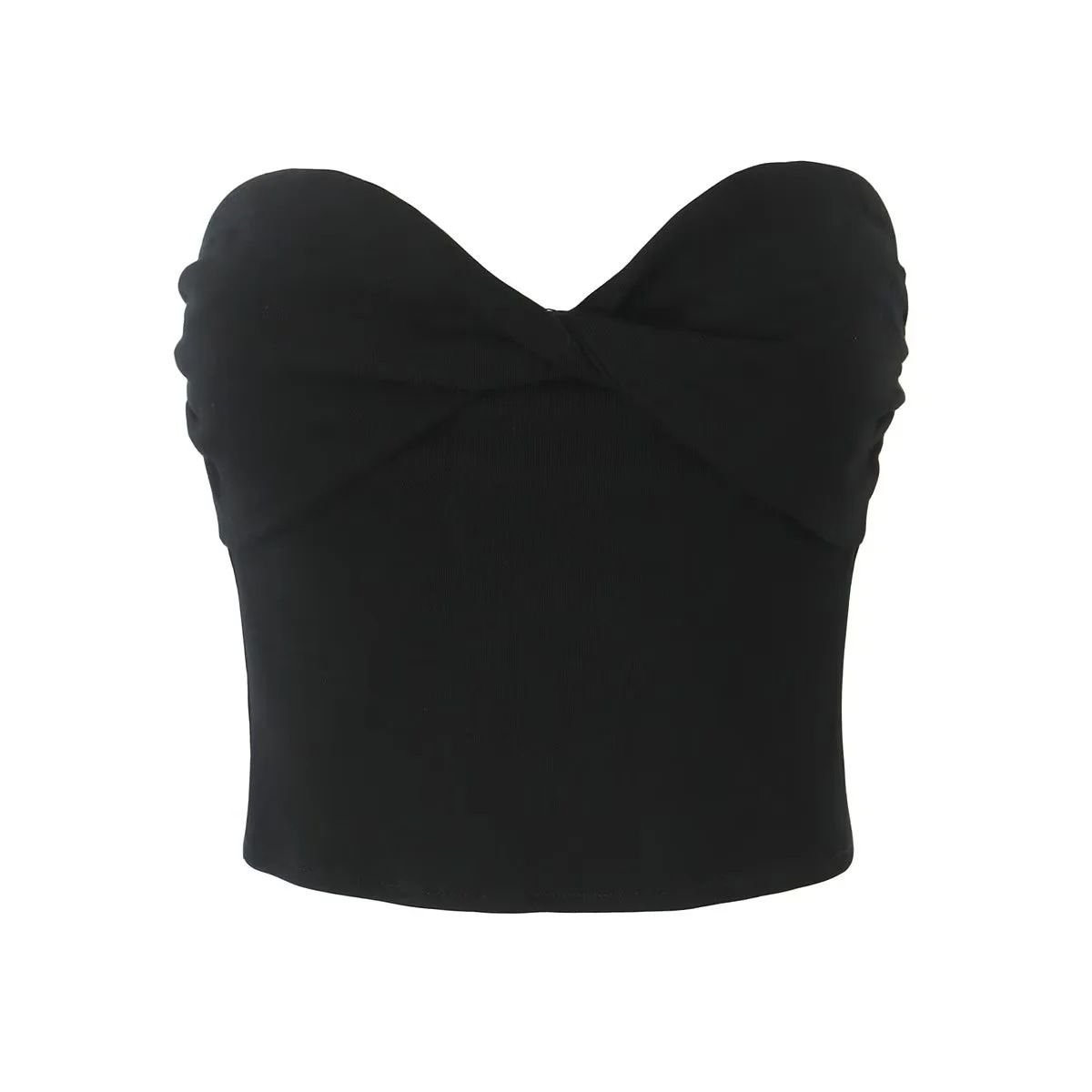 2025 Summer New Women's Fashion Pure Desire Style Slim Twist Tube Top Elastic Flared Pants Set_ecoleips.com