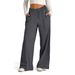 Women's Clothing Women's Slim Waist Wide Leg Trousers Style Drawstring Solid Color Casual Fashionable Bottoms_ecoleips.com