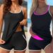 Black And White Color Block High-Waisted Tankini Swimsuit Set with Belt And Pocket for Women Conservative Cross-Border Style 2026 New European And American Export_ecoleips.com