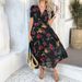 Women's Spring Summer Boho Sexy Deep V Chiffon Printed Short Sleeve Dress_ecoleips.com