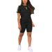 Women's Clothing Summer Women's Patch Top And Shorts Set Round Neck Short Sleeved Style Design For Formal & Casual For Women_ecoleips.com