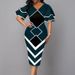 Elegant Women Dress 2021 Summer Fashion V Neck Short Sleeve Sexy Slim Dress Vintage Patchwork Casual Lady Party Dresses Vestido_ecoleips.com