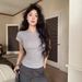 Summer Shoulder T-shirt White Short-sleeved Women's Slim-fit Spice Girls Short Bottoming Shirt New Round Neck Outer Wear_ecoleips.com