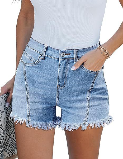 Women's Clothing Women's High-Waisted Stretch Slimming Jeans Style Personalized Frayed Hem Short Hot Pants_ecoleips.com