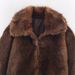 Faux Fur Jacket Women's Fashion Fall Coat Streetwear Stylish Polyester Outerwear Casual Blazer Brown S M L_ecoleips.com