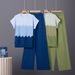 Women's Gradient Color Block Loose Fit Round Neck Sleeveless Knit Top Set With High Waisted Wide Leg Trousers_ecoleips.com