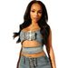 51060 Fashion Adjustable Buckle Stretch Casual Denim Set Two-Piece Women's Clothing_ecoleips.com