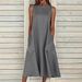 Women's Clothing Cotton And Linen Large Size Long Skirt Sleeveless A Line Dress_ecoleips.com