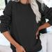 Women's Round Neck Long Sleeve Sweatshirt Casual Loose Pullover Solid Color Autumn Winter Fashion Top_ecoleips.com
