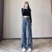 Blue Printed Wide-leg Jeans For Women, 2025 New Model, Ultra-sparkling Design, Chinese Style, Slim-fit Long Pants A8577_ecoleips.com