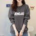 Women's round Neck Pullover Printed Base Layer Sweatshirt Fleece Lined Thickened Pure Cotton Top Korean Style Trendy Coat for Autumn Winter_ecoleips.com
