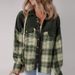 Women's Corduroy Checkered Blazer With Color Blocking - Long Sleeve Statement Jacket With Polo Collar (S-XL)_ecoleips.com