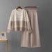 Women's Striped Knit Two Piece Set Crew Neck Sweater Loose Casual Fashion Pants Autumn Winter New Arrival_ecoleips.com
