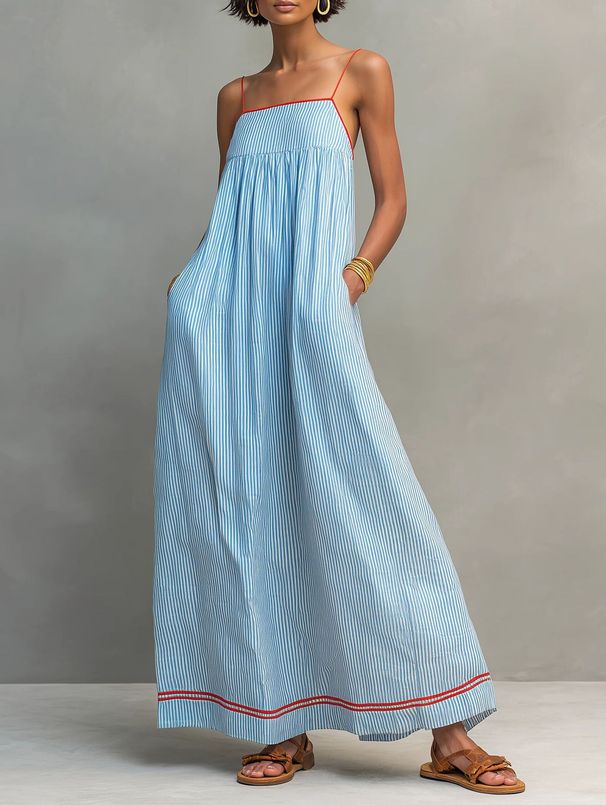 Summer Fashion Casual Women's Dress European And American Style Cross Border Trade Sleeveless Long Gown_ecoleips.com