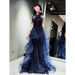 Blue Evening Dress 2025 New Luxury Niche High-End Adult Piano Vocal Violin Art Exam Graduation Host_ecoleips.com