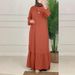 Women's Clothing Puff Sleeves Ruffle Hem Dress Retro Robe Pocket Women's Loose Long Dress_ecoleips.com